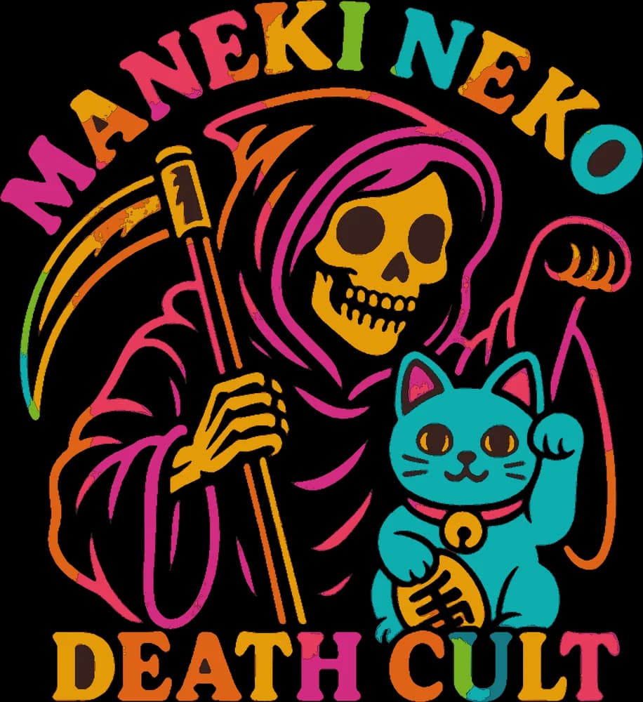 Maneki Neko Death Cult Neon — Tee — Full colour