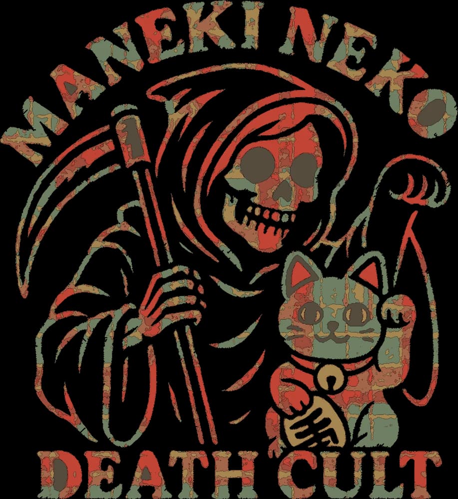 Maneki Neko Death Cult Tartan — Sticker — Bone